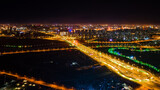 Fototapeta Miasto - Night view of the new city in southern Changchun, China