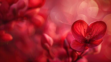 Canvas Print - Macro, Valentine's essence, abstract floral, heart reds, love glow, intimate focus 