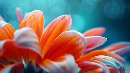 Wall Mural - A vibrant macro shot of a blooming flower, highlighting the delicate petals and vibrant colors.