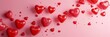 Banner background with 3D red hearts hearts on pink, white , red, for banner valentine, wedding, proposal, love theme, heart day