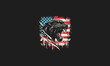 head panther roar with american flag vector artwork design