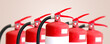 Fire extinguisher tank with other extinguishing blur in the back for fire prevention protection and prevent and safety rescue or use of equipment on fire training concept.