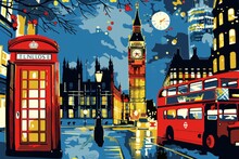 ロンドンの赤い電話ボックスのアート 無料画像 - Public Domain Pictures