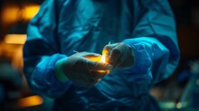 Focus Intense Sur Les Mains D'un Chirurgien, Se Preparant Meticuleusement Pour Une Operation Salvatrice, Symbolisant La Precision Et Le Devouement