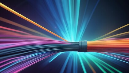 Poster - Speed of Light: Optical Fiber Cable in Abstract Tech Setting, 3D Rendered