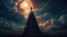 Stairways That Lead To The Moon Carved By Ancient Beings As A Path Between Worlds.generative.ai