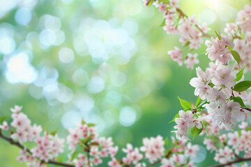 Spring Blossoms in Nature's Garden: Pink Cherry Tree in Full Bloom