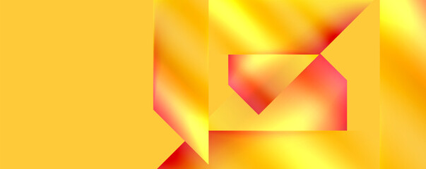 Aufkleber - A vibrant yellow background adorned with striking red triangles, showcasing a creative arts theme with symmetry and bold patterns. Tints of amber and magenta add depth to the artistic design on paper