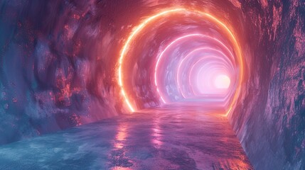 Wall Mural - Abstract tunnels of light leading into a virtual reality