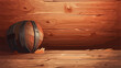 Wooden barrel background and worn old table of wood