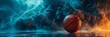 Thunder-charged Basketball Wallpaper with Copy Space for Dynamic Sports Background