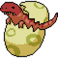 Poster - pixel art of monster egg hatch