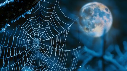 spider web with dew drops