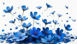 flying blue petals flowers isolated on white background
