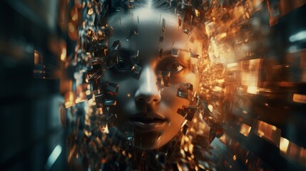 Poster - Generative AI Digitally altered photographs creating an abstract collage-style background.
