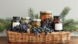 minimalism, procreate, neat, health, beautiful low wicker basket filled with jars of medicine