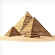 Pyramids of Giza 3D icon, realistic sandy textures, isolated on white background