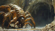Monstrous centipede emerges from the depths of a subterranean cavern, its massive size and razor-sharp mandibles.
