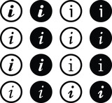 Fototapeta Przestrzenne - information button, black white symbol, info icon set, vector illustration.