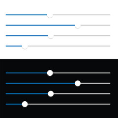 Aufkleber - volume slider adjustment icon set, horizontal slider button set, vector illustration.
