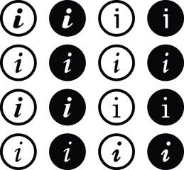 Aufkleber - information button, black white symbol, info icon set, vector illustration.