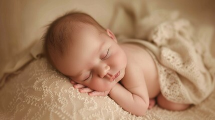 Sleeping newborn baby photo shoot in studio