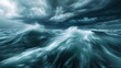 Turbulent sea, abstract swirls, close-up, straight-on angle, power of nature, stormy mood 