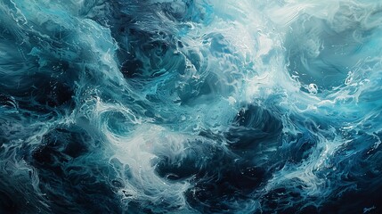 Poster - Turbulent sea, abstract swirls, close-up, straight-on angle, power of nature, stormy mood 