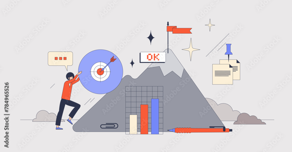 Workplace motivation and successful progress neubrutalism tiny person ...