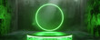 Green Technology Podium background light studio scene stage future platform game abstract with a circle glow effect.
