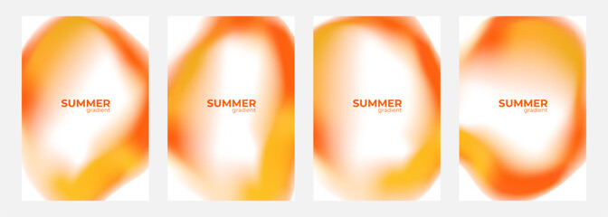Leinwandbilder - Summer theme vibrant bubbles. Vivid fluid blurred orange color gradients. Summertime backgrounds for creative seasonal graphic design. Vector illustration.