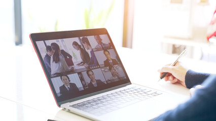 Aufkleber - Concept of video conferencing with multinational people. Global business. Remote working. Webinar.