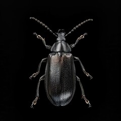 a ground beetle isolated on black background,