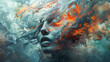 Surreal Female Portrait in a Whirlwind of Color and Emotion