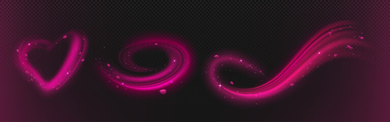 Wall Mural - pink fragrance wind with flower petal swirl effect. rose blossom fly wave 3d abstract swoosh and vor