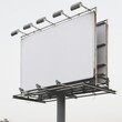 Empty white billboard with metallic structure against a clear sky, ideal for marketing mockups.