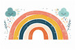 © Maksim - Boho baby rainbow and clouds, cute illustration on white background for nursery