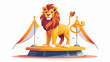 Circus trained lion performing on stage vector isolated
