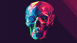 Colorful vector polygonal skull in tribe style isolated