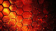 Fiery red-orange hexagons with black lines, energy theme.