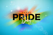 Happy Pride Day LGBTQ Illustration with Typography Lettering and Rainbow Flag Pattern on Sky Blue Background. 28 June Love is Love Human Rights or Diversity Concept. Vector LGBT Event Banner Design