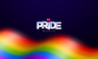 Happy Pride Month LGBTQ Illustration with Pink Heart and Blurred Rainbow Flag Pattern on Dark Blue Background. June Love is Love Human Rights or Diversity Concept. Vector LGBT Event Banner Design for