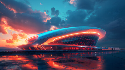Wall Mural - sunset over the stadium