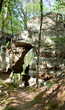 Rocky terrain and a natural tunnel at Shoal Bay campground, New Blaine, Arkansas