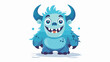 Cute blue smiling Monster with horns. Kids Halloween