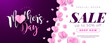 Mother's Day Sale Banner Design with Paper Hearts and Typography Lettering on Violette Background. Vector Seasonal Discount Offer Illustration with Text Label for Voucher, Online Ads, Flyer