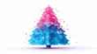 Blue pink low poly style christmas tree vector