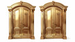 Brass doors curved and closed at a bank entrance Flat