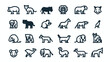 Popular wild life animals thin line art icons set. Mod