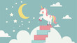 Cute unicorn climbing stairs in standing style vector